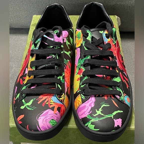 SOLD SOLD SOLD Gucci Ken Scott Ace Sneakers Infinity Jenni Black Floral Print - Picture 4 of 11